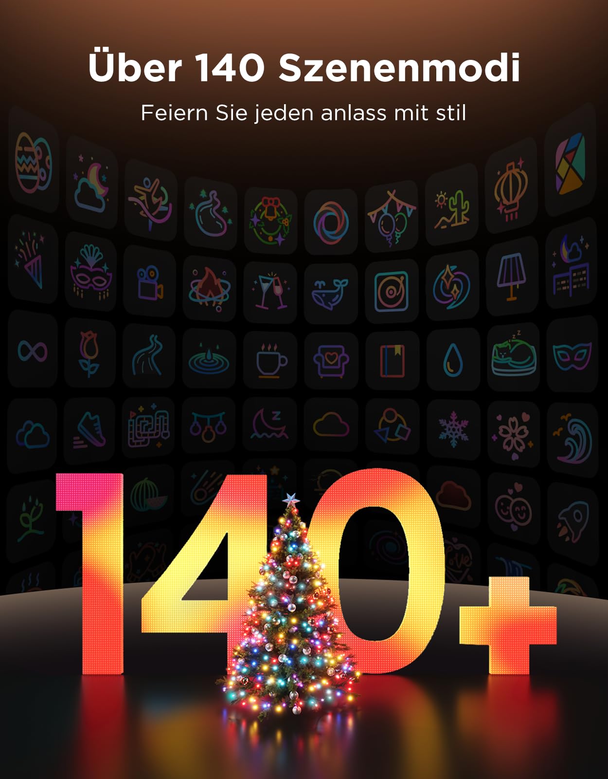 Govee Christmas Sparkle String Lights, Weihnachten Lichterkette für Innenräume, 20M RGBWIC-Leuchten mit 250 LEDs, 140+ Dynamische Szenenmodi für Weihnachtsdekorationen, APP-Steuerung mit Alexa