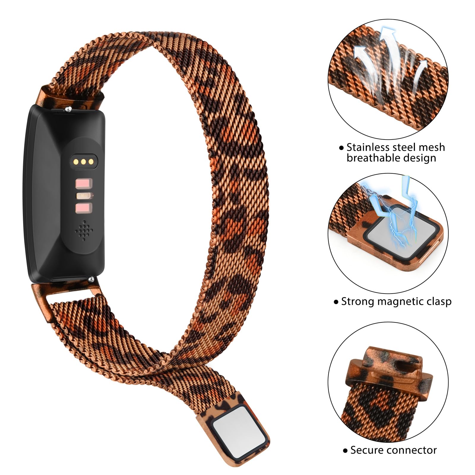 Zoye Fitbit Inspire Strap/HR Strap Replacement Wristband for Inspire HR/2/Ace 2, Leopard, 5.9" - 8.6" - Image 4