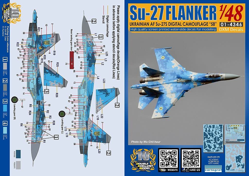 Amazon.co.jp: DXMデカール DXM-01-4346 1/48 ウクライナ空軍 Su-27