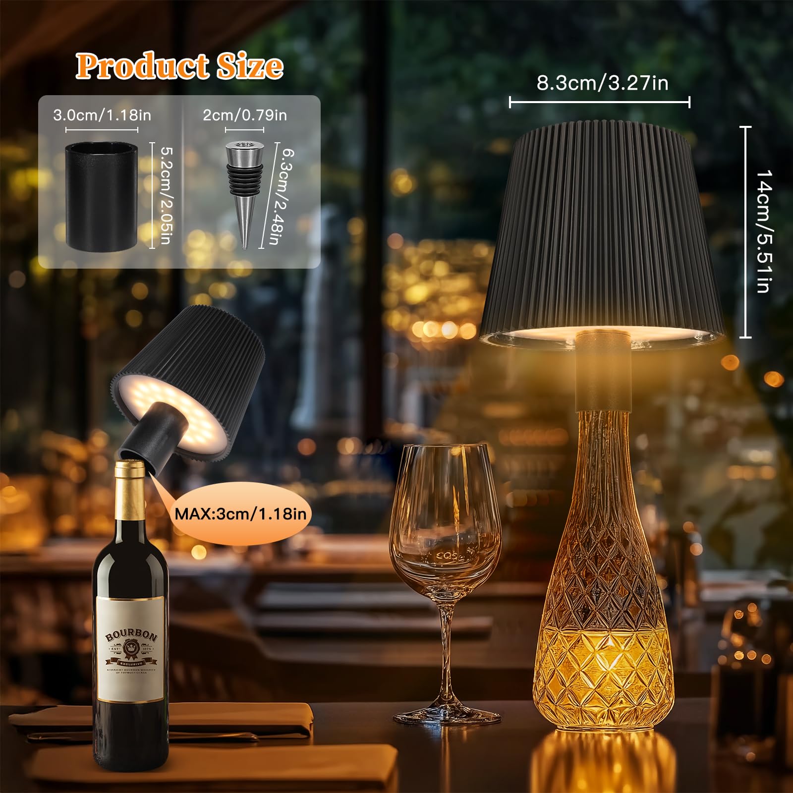 Ketom Lot de 4 Lampe Bouteille LED Multicouleur, IP54 Etanche (Noir)