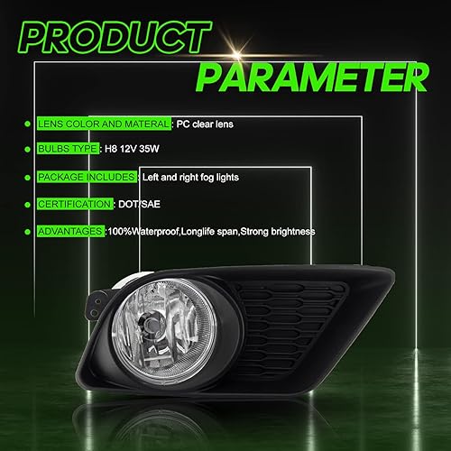 Miniatura 7 de TENTIONAUTO Luces antiniebla de conducción para Dodge Charger 2011 2012 2013 2014 con bombillas halógenas H8 12V 35W y kit de interruptor y cableado
