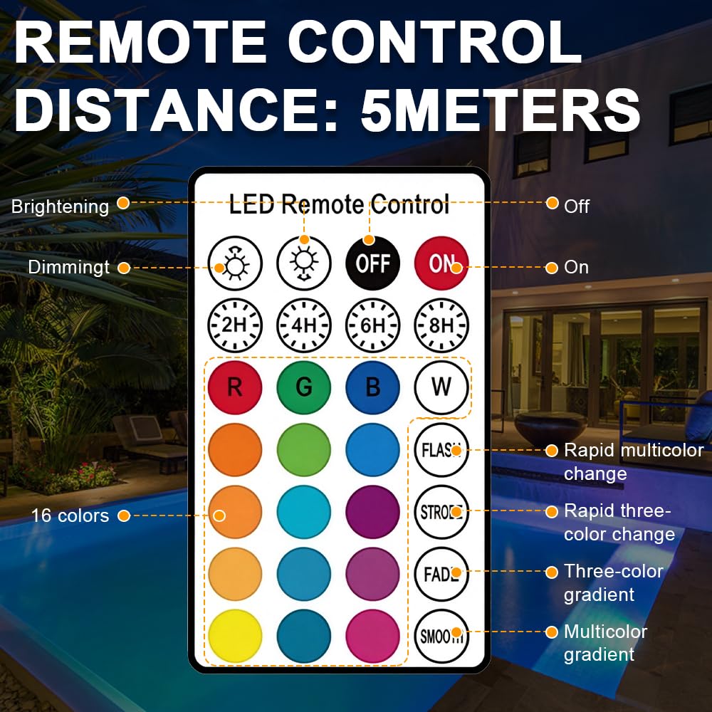 2 Piezas Luces Flotantes Piscina Solares, 34cm Inflables Bolas Luces solares Piscina, 16 RGB Luces Flotantes Piscina con Mando a Distancia, Impermeables Bolas de Luz LED para Piscina, Jardin