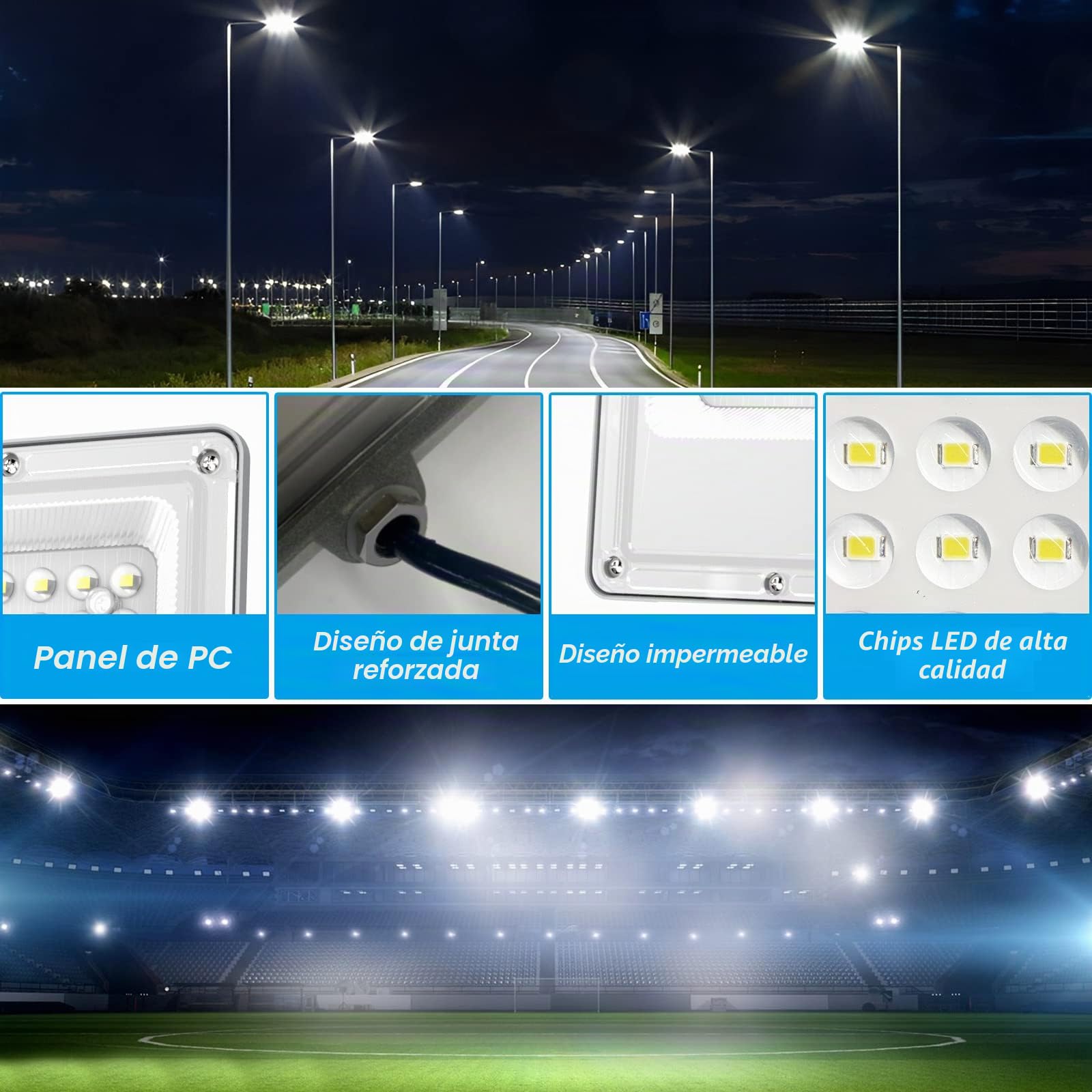 Foco LED Exterior 400W, 40000LM Super Brillante 6500K Proyector Exterior, 540 LEDs Luz de Seguridad IP65 Impermeable para Patio, Trabajo, Garaje, Pasillo, Jardín