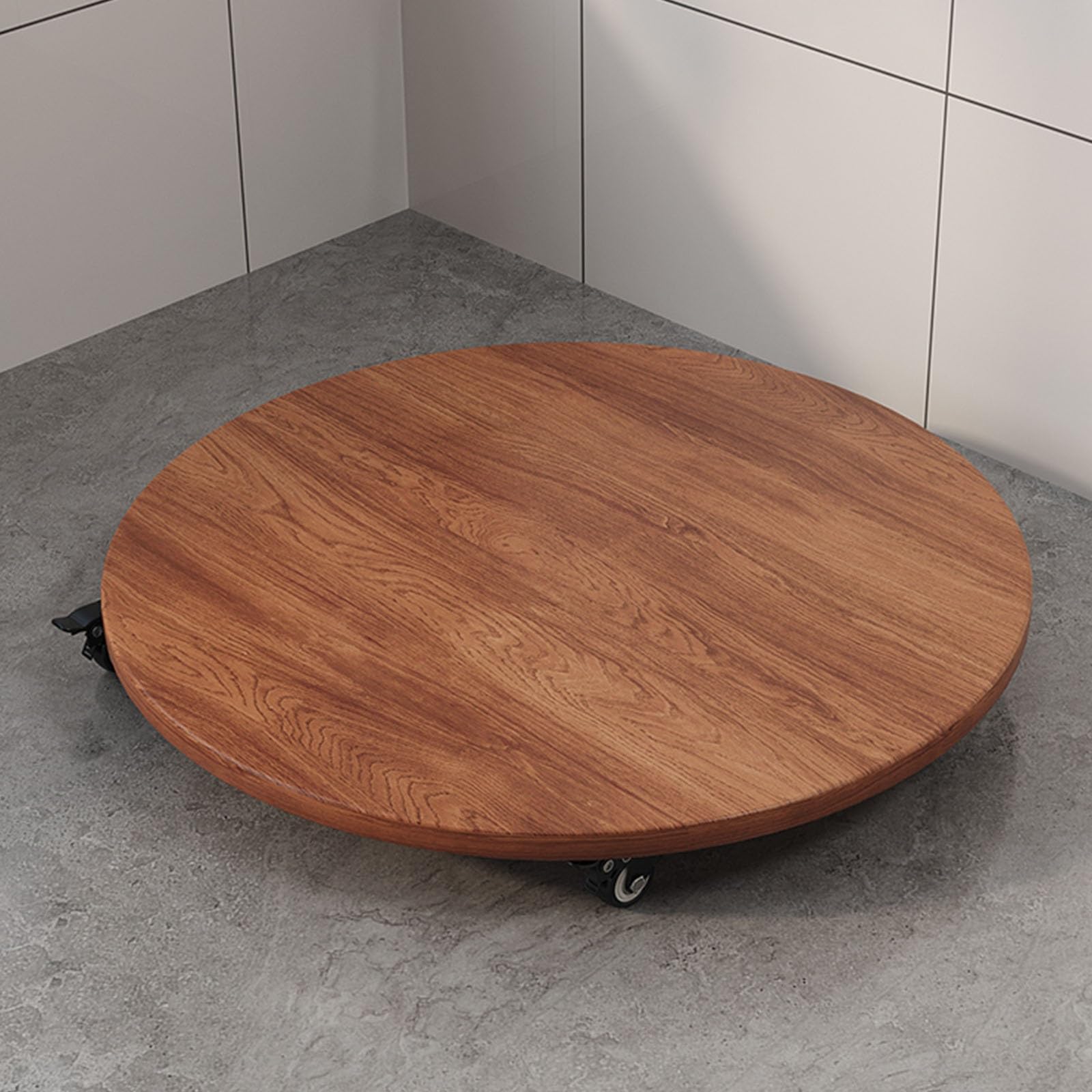 Portavasi per piante in legno massello di quercia con ruote bloccabili, carrello per piante da interno per vasi di fiori e piante grasse, vassoio rotondo da 25 cm, per decorare la casa e il patio