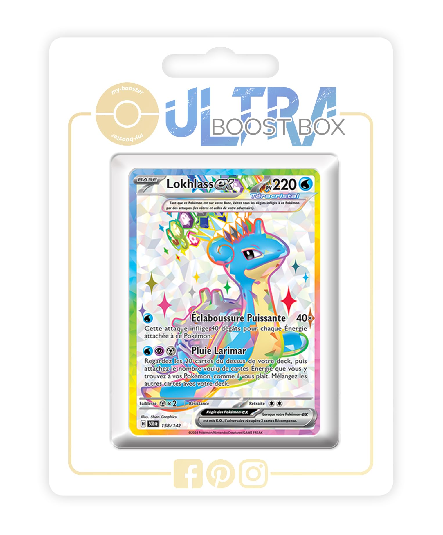 my-booster Lokhlass ex (Lapras ex) 158/142 Full Art Teracristal Secreto X Écarlate et Violet 7 Couronne Stellaire - Box di 10 carte Pokémon Francese
