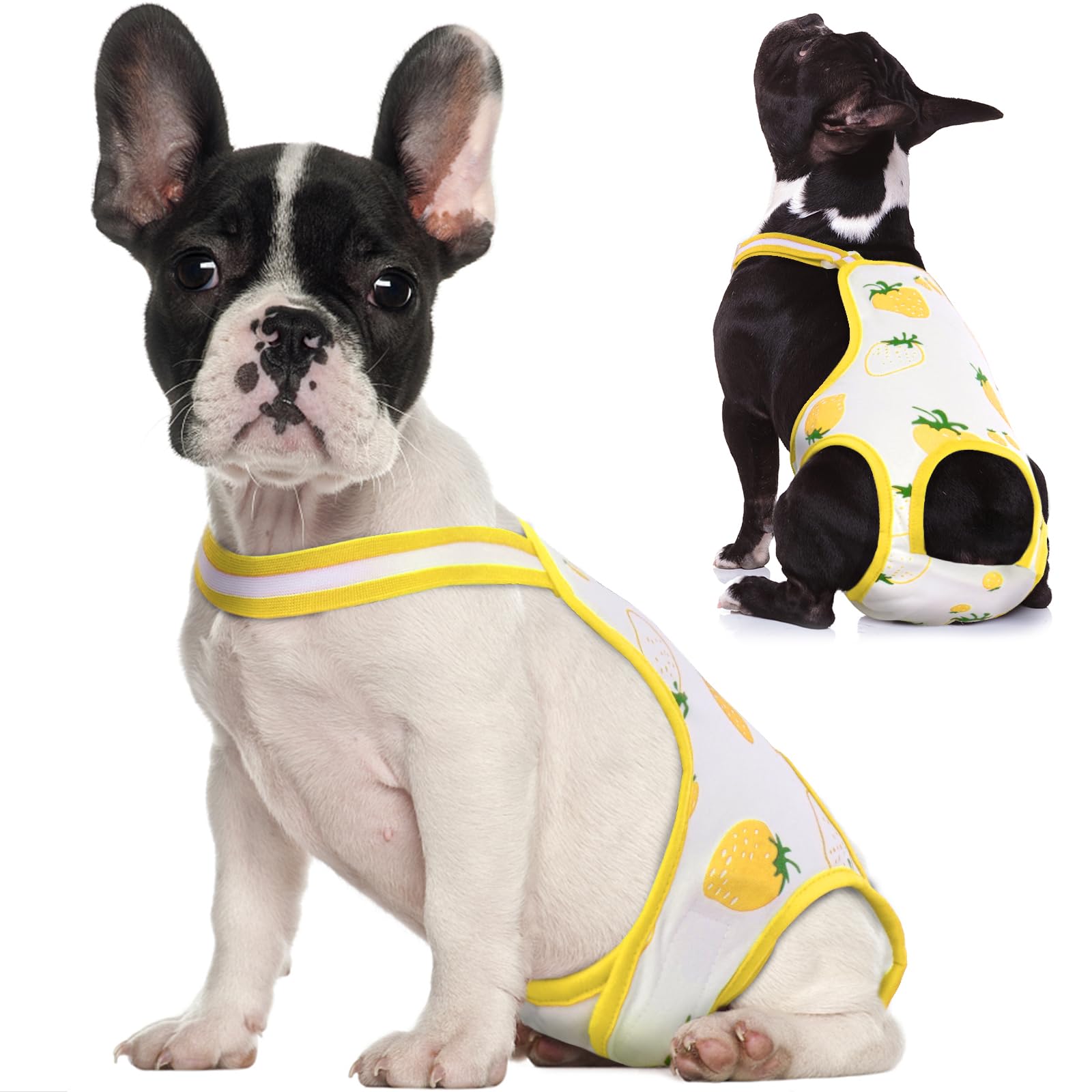 QBLEEV Dog Diapers Female Washable Sanitary Pantie with Adjustable Suspender, Reusable Male Dog Period Diapers for Heat, Doggie Diapers Cute Pet Panties Puppy Dog Underwear for Teddy French Bulldog S
