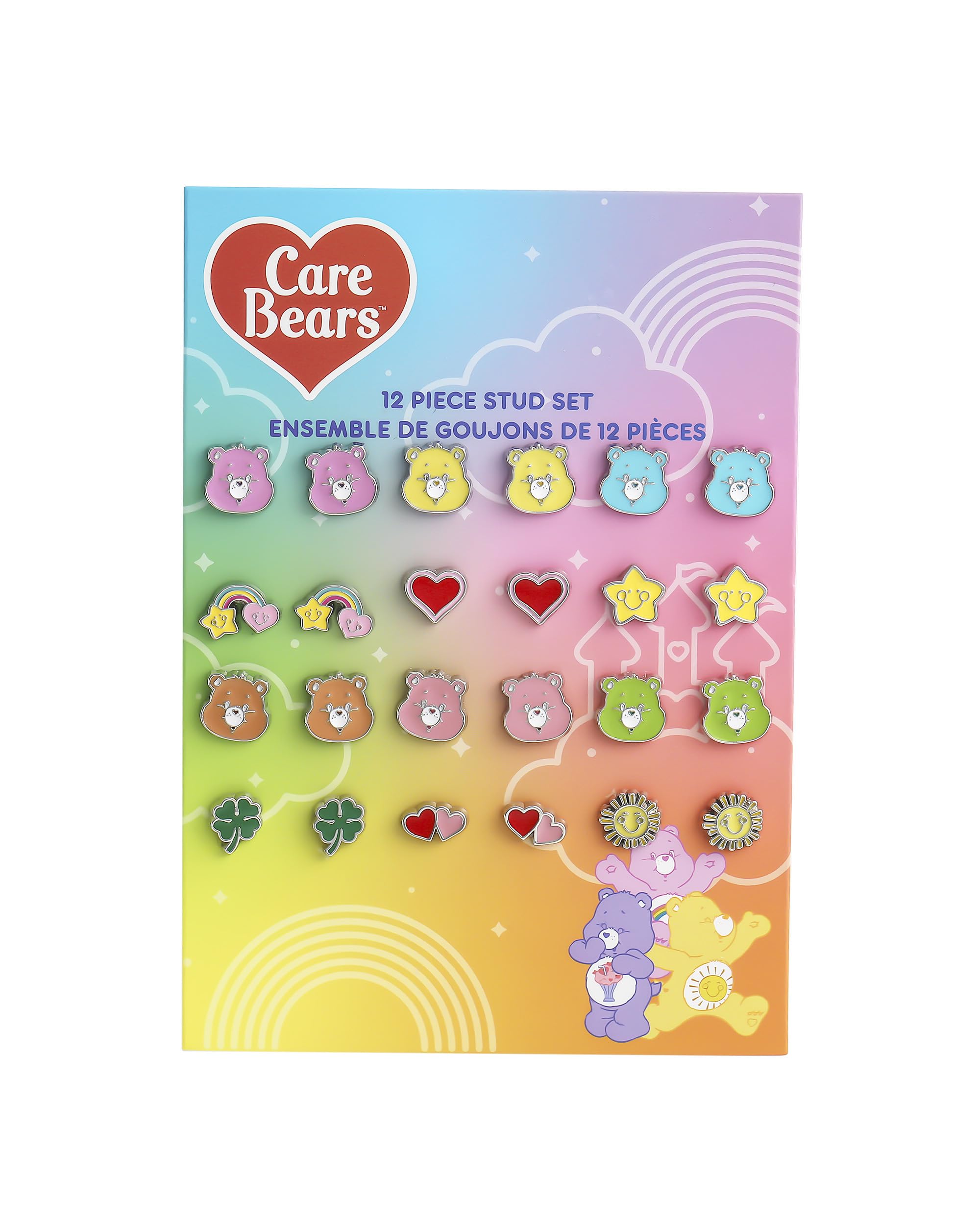 Official Care Bears Stud Earrings Set Pack of 12 Fashion Enamel, Mother's Day Earrings