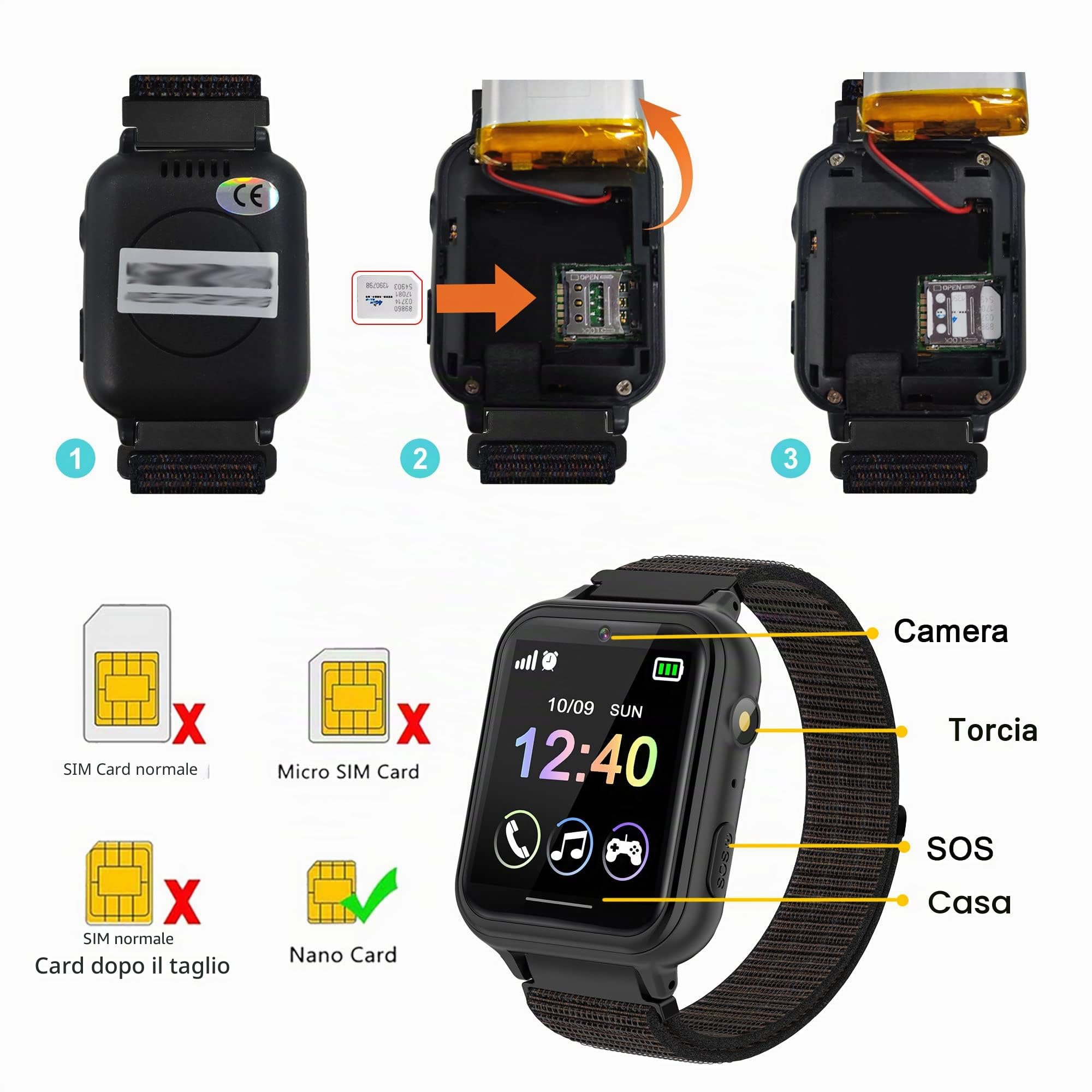 PTHTECHUS Smartwatch per Bambini, Telefono Smartwatch con Lettore Musicale per Ragazzi e Ragazze Giochi SOS Contapassi Touchscreen Fotocamera Orologio per Bambino 4-12 Anni Regalo