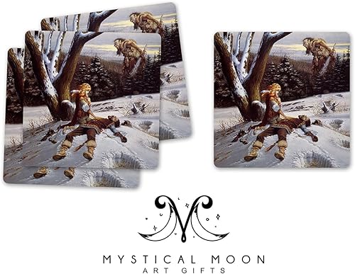 Miniatura 2 de Posavasos Cléric/Juego de 4 posavasos de tela/Larry Elmore/Arte Fantasía/Sanador/Artista de Calabozos y Dragones/ Gigante