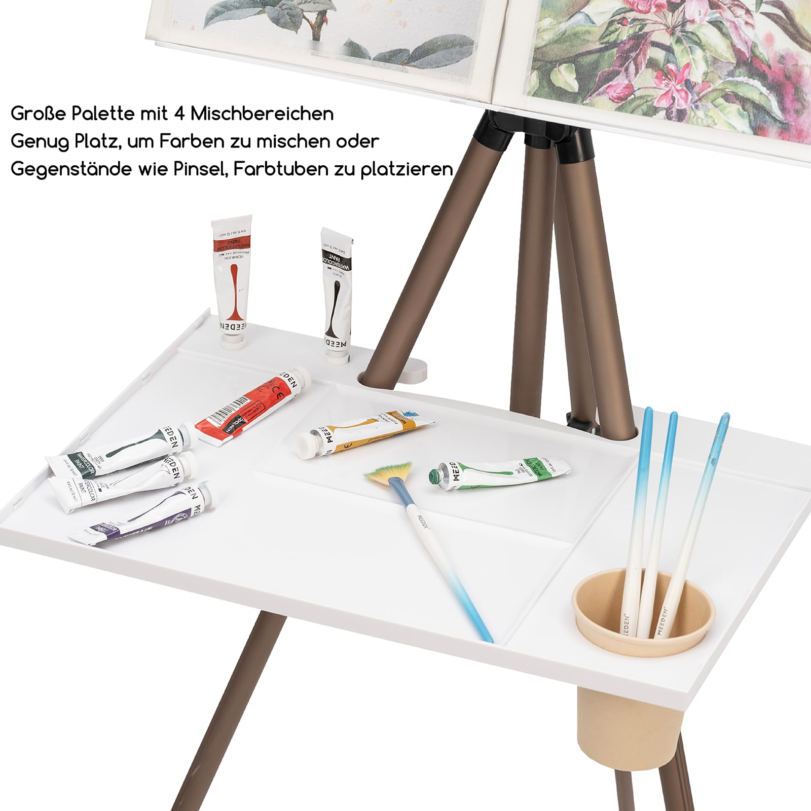 MEEDEN Field Staffelei Aluminium: Tragbare Plein Air Easel mit Tasche Aquarellpalette & Regale Set, Aquarell Metall Stativ für Künstler Malerei Kinder