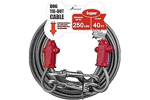 Petest Indestructible 40ft Dog Tie Out Cable with Crimp Cover for Super...