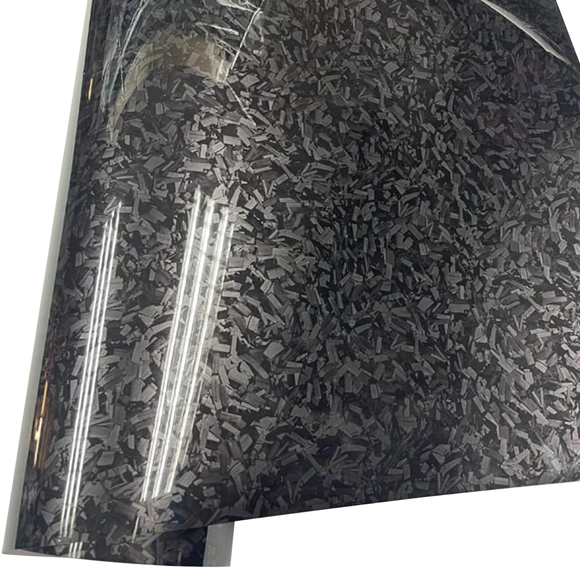 Queenbox 11.8x59.8in Gloss Forged Car Vinyl Wrap Roll Carbon Fiber Air Release DIY Decal, Black, 11.8x59.8in/30x152cm