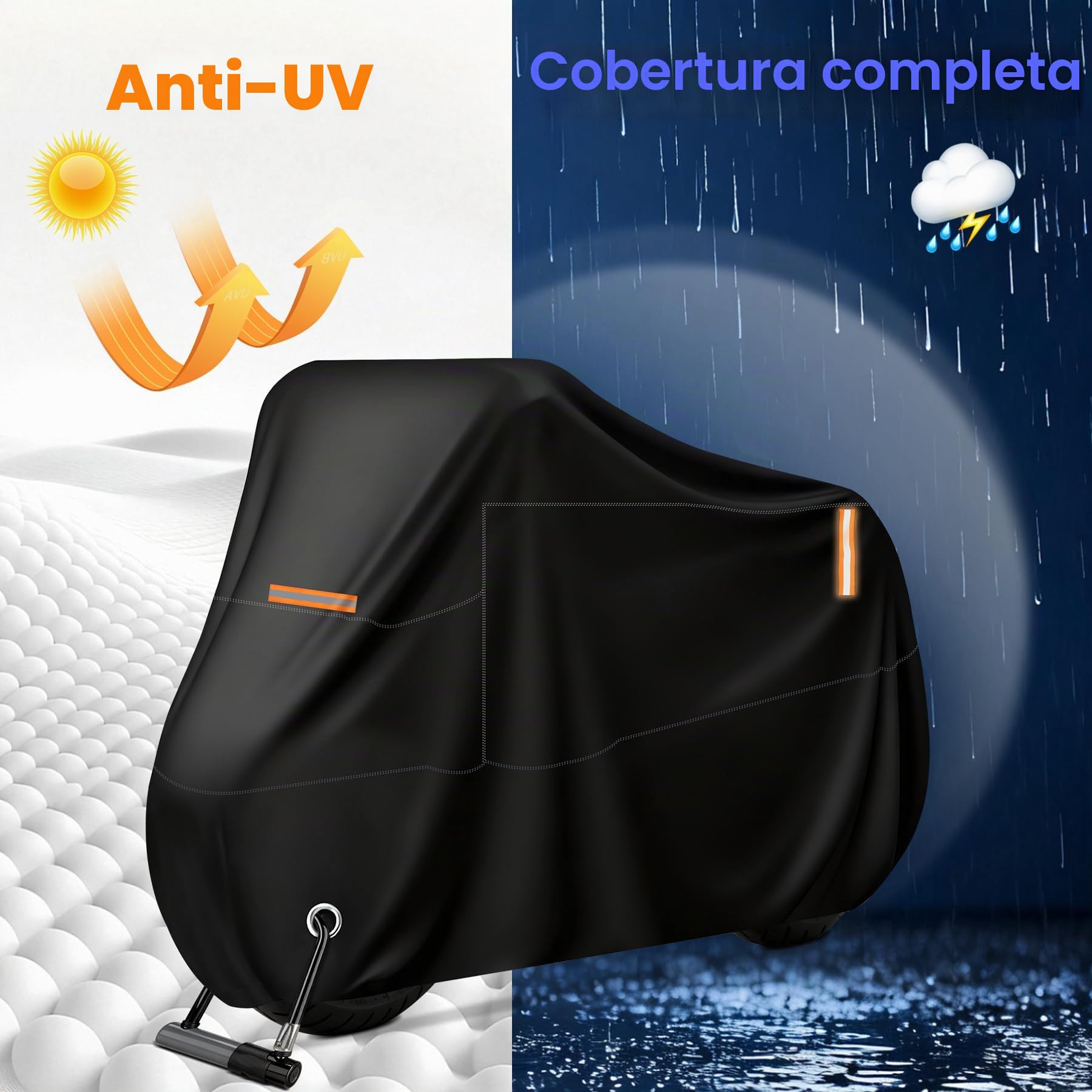 Funda para Moto Scooter, Cubierta de Moto Impermeable Protección Outdoor&Indoor, Funda Motocicleta Bicicletas a Prueba de Sol Lluvia Polvo Viento Nieve Excremento de Pájaro, XXL, 245x105x125cm