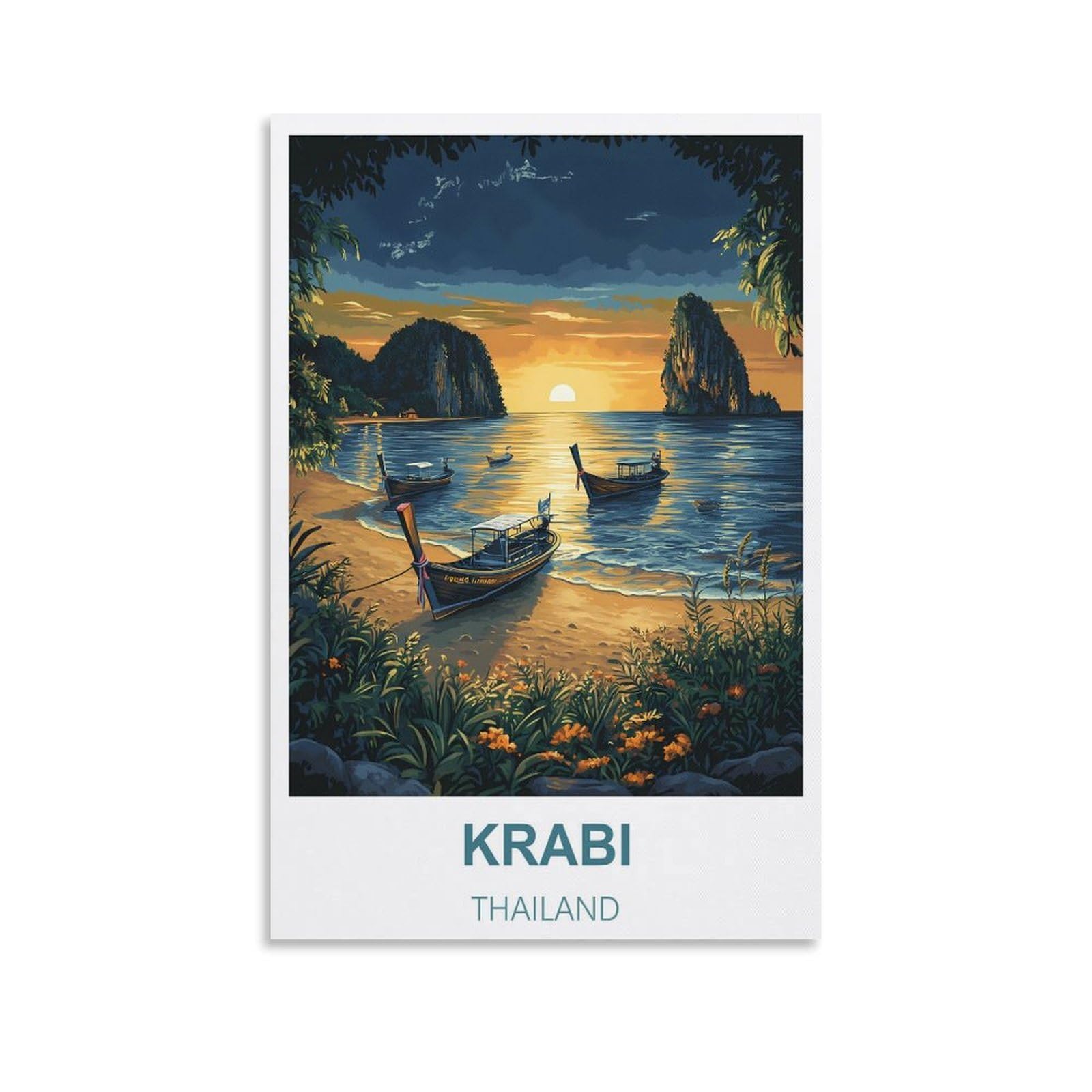 HSAYYIII Krabi Thailand Vintage Travel Poster 08x12inch(20x30cm) Canvas Art Poster And Wall Art Picture Print Bedroom Decor