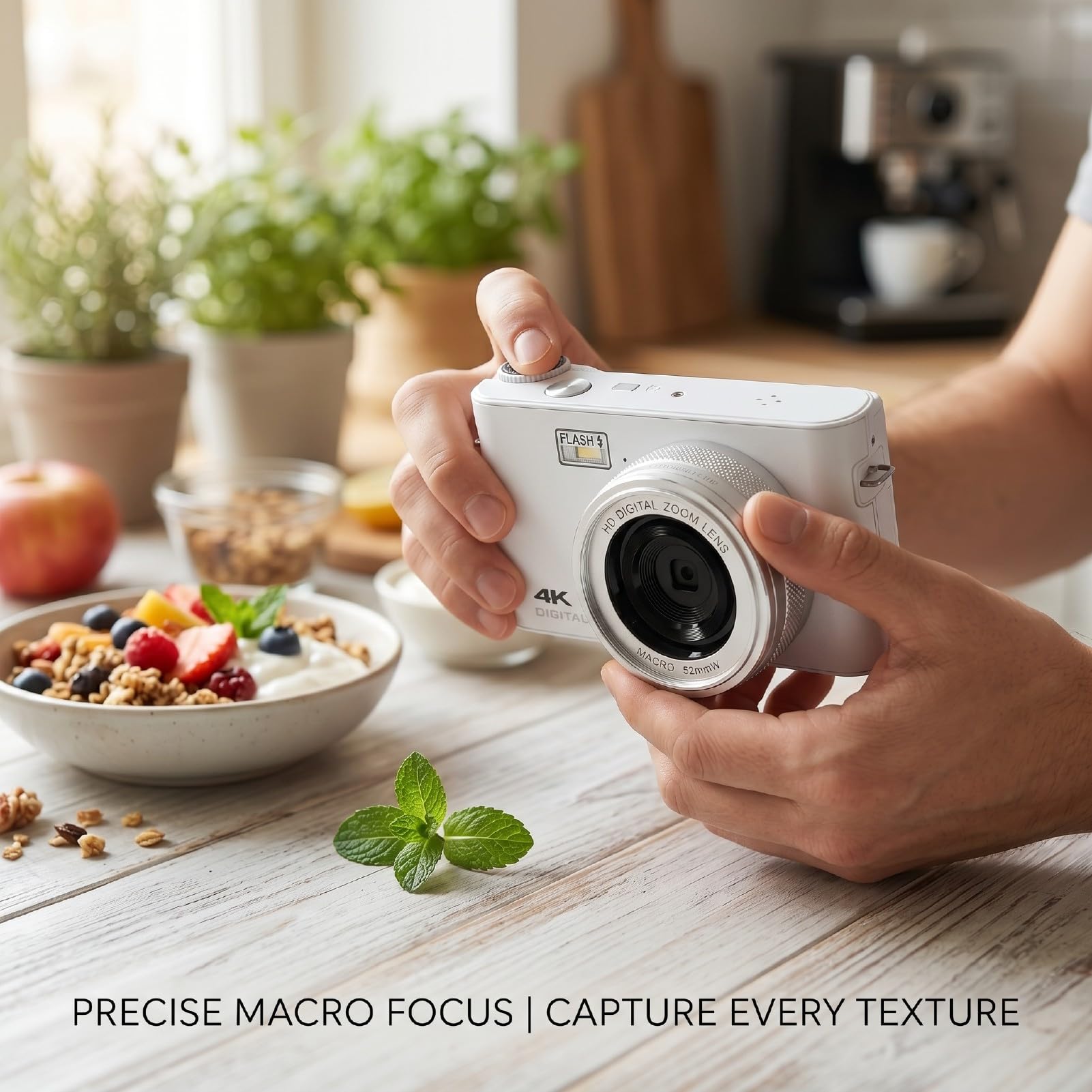 ASHATA Fotocamera Digitale 4K da 64 MP per la Fotografia (WHITE)