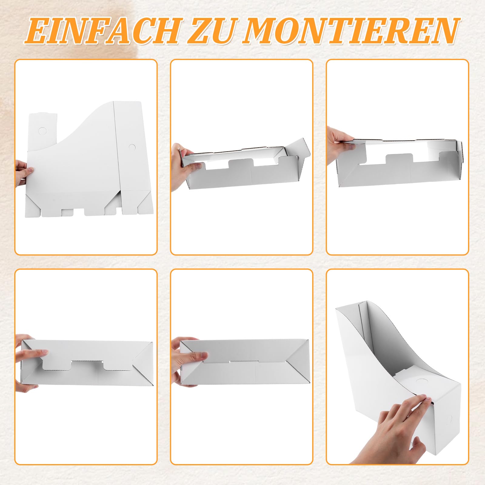 12 Stück Stehsammler A4 Zeitschriftensammler Pappe 26 x 9 x 27 cm Ordner Organizer mit Beschriftungsetikett für Datei, Schreibwaren, Bürobedarf, einfache Lagerung (weiß)