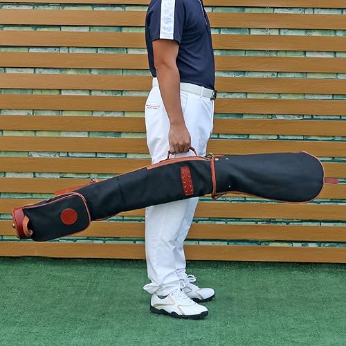 Miniatura 7 de Tourbon Bolsas de transporte vintage para palos de golf - Lona y cuero