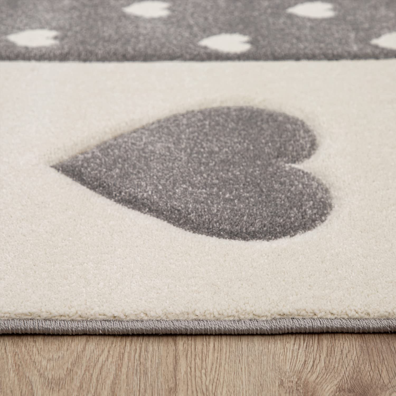 Paco Home Tapis pour Chambre d'enfant - Moderne - Contours découpés - À Carreaux - Points - Cœurs - Couronne - Violet Pastel - Gris crème - Dimensions : 240 x 340 cm