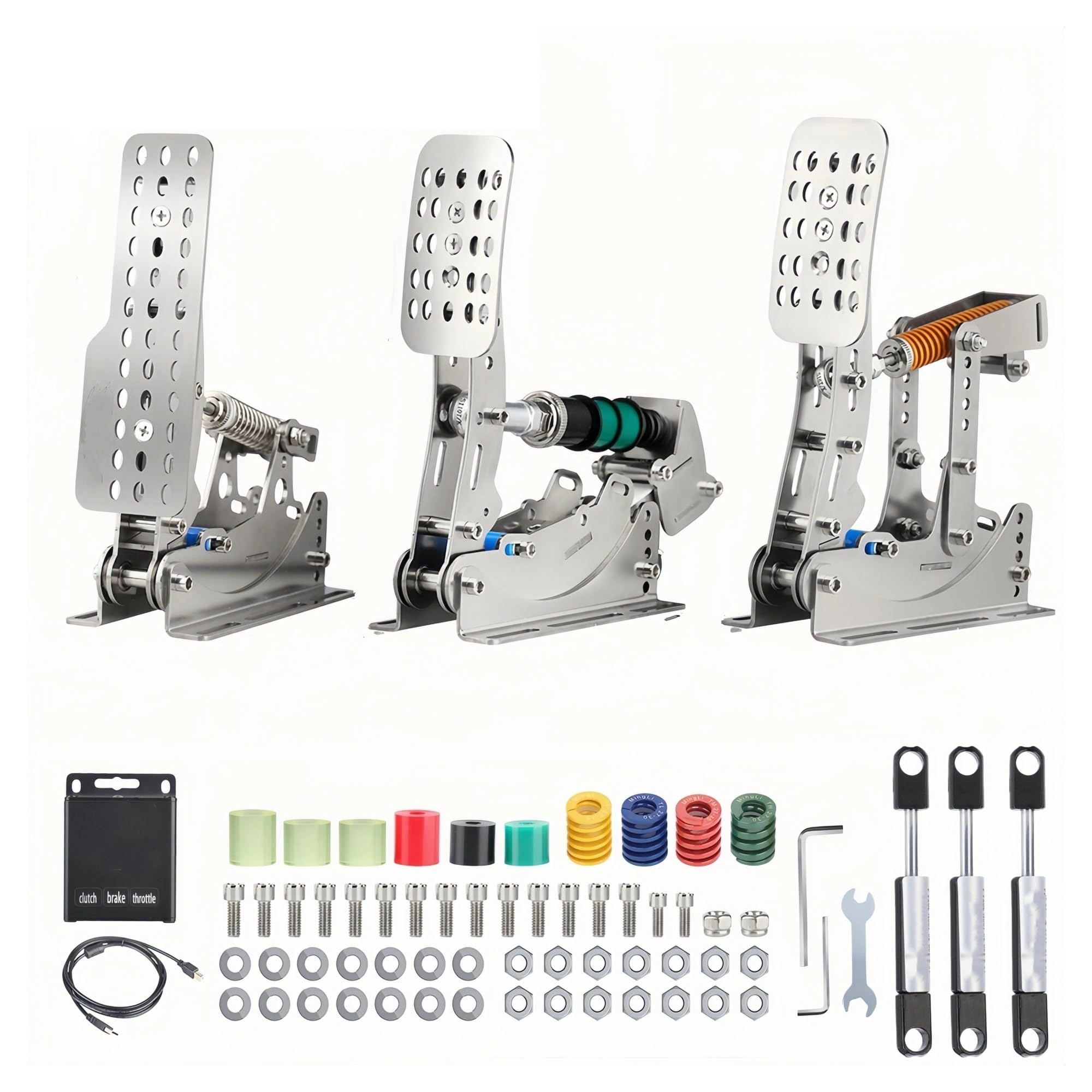 Brake Pedal Racing LoadCell Pedals 3mm Stainless Steel Racing Simulator Cockpit Pedals For Pc Game Gear Pedal For Wheel Footrest(3TB 3Hydraulic rod)