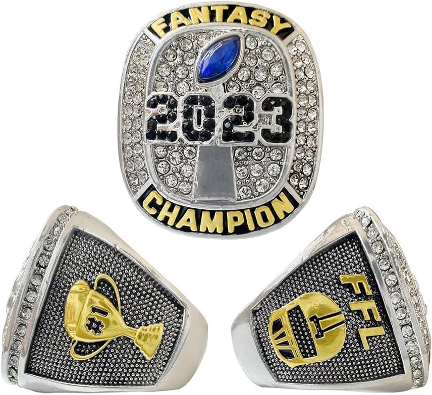 8PCS 2023 Fantasy Football Rings Championship Rings Collection FFL Championship Trophy Gift Box Ring Display Box