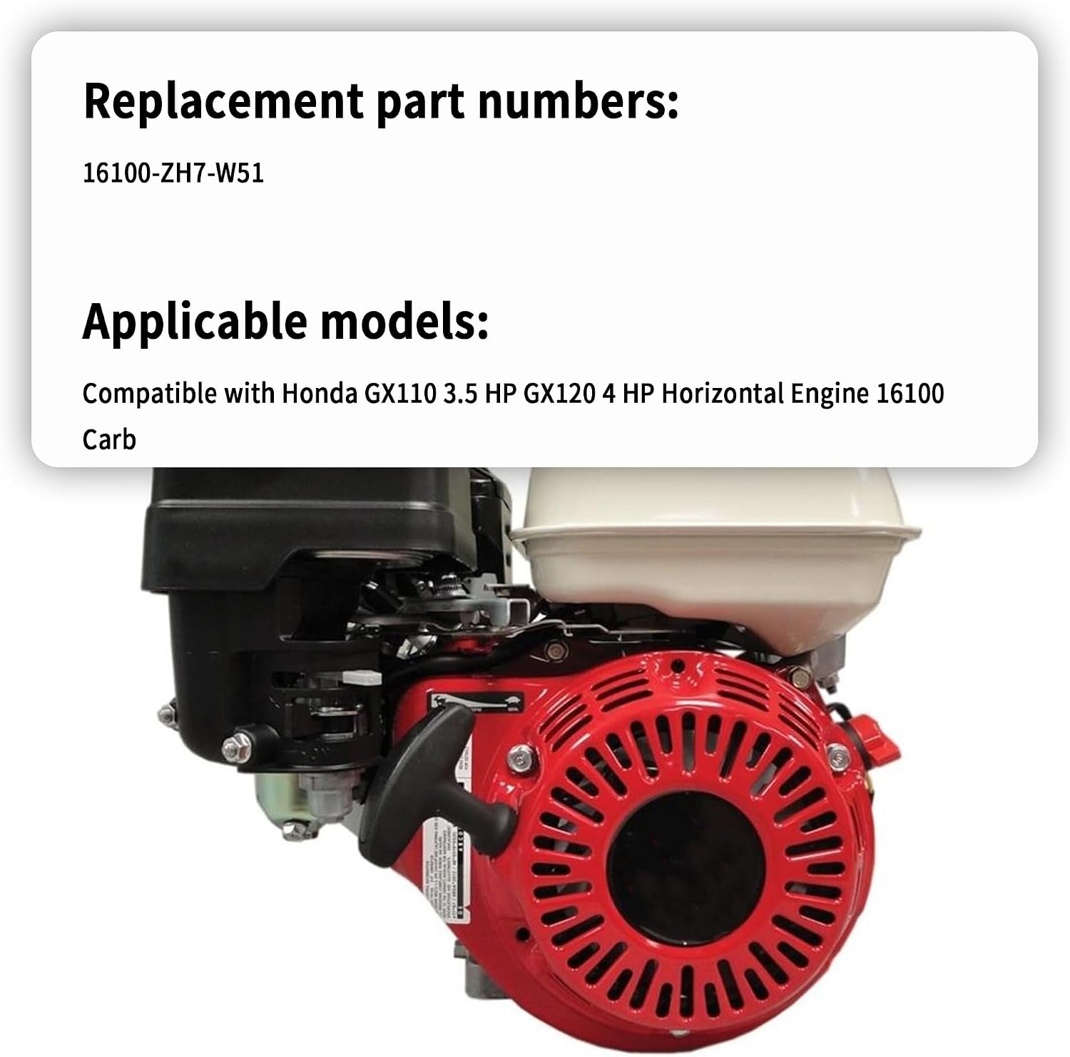 Carburetor Carb 16100-ZH7-W51 Compatible with Honda GX110 3.5 HP GX120 4 HP Horizontal Engine