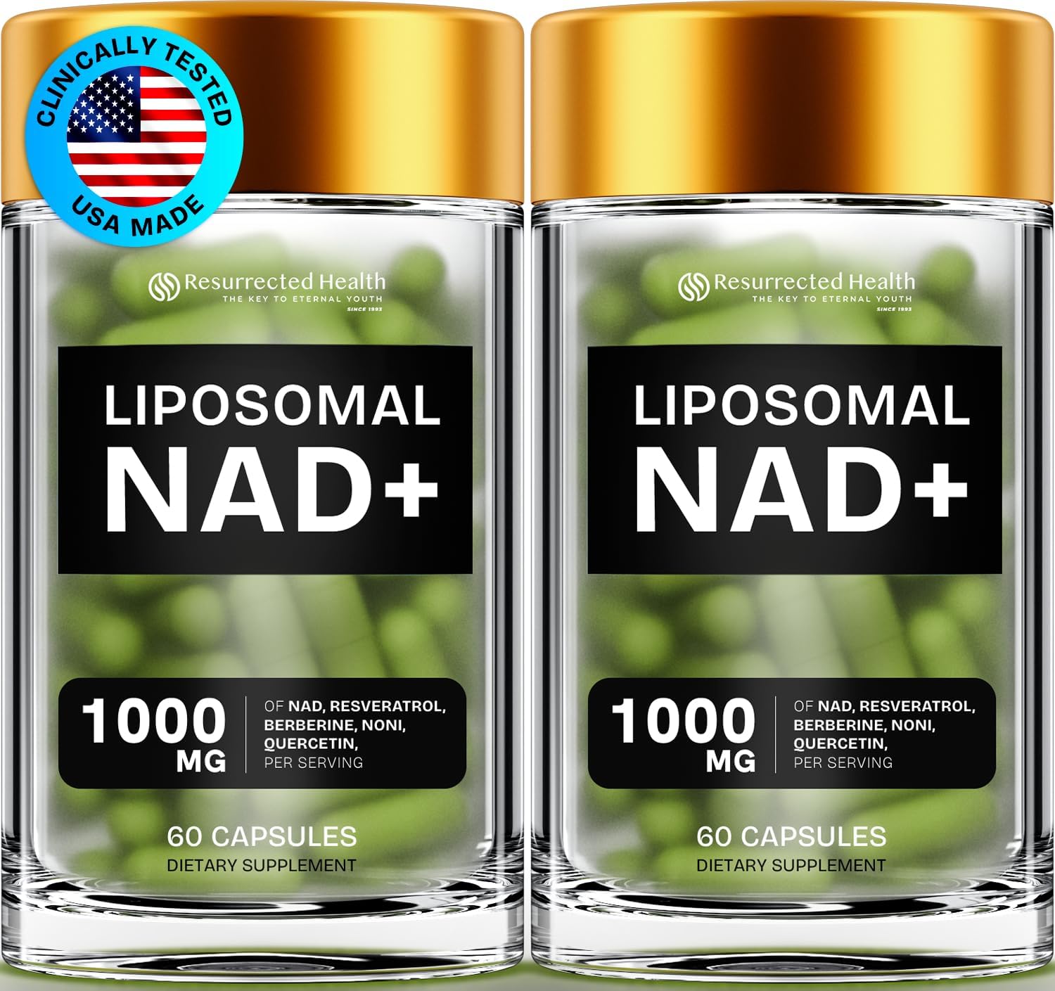 Liposomal NAD Supplement for Women w/Noni | 5-in-1 NAD Resveratrol Supplement w/Berberine & Quercetin | Pure NMN Powder Alternative | Supports Anti Aging & NAD+ Levels | 120 caps - 2 Packs