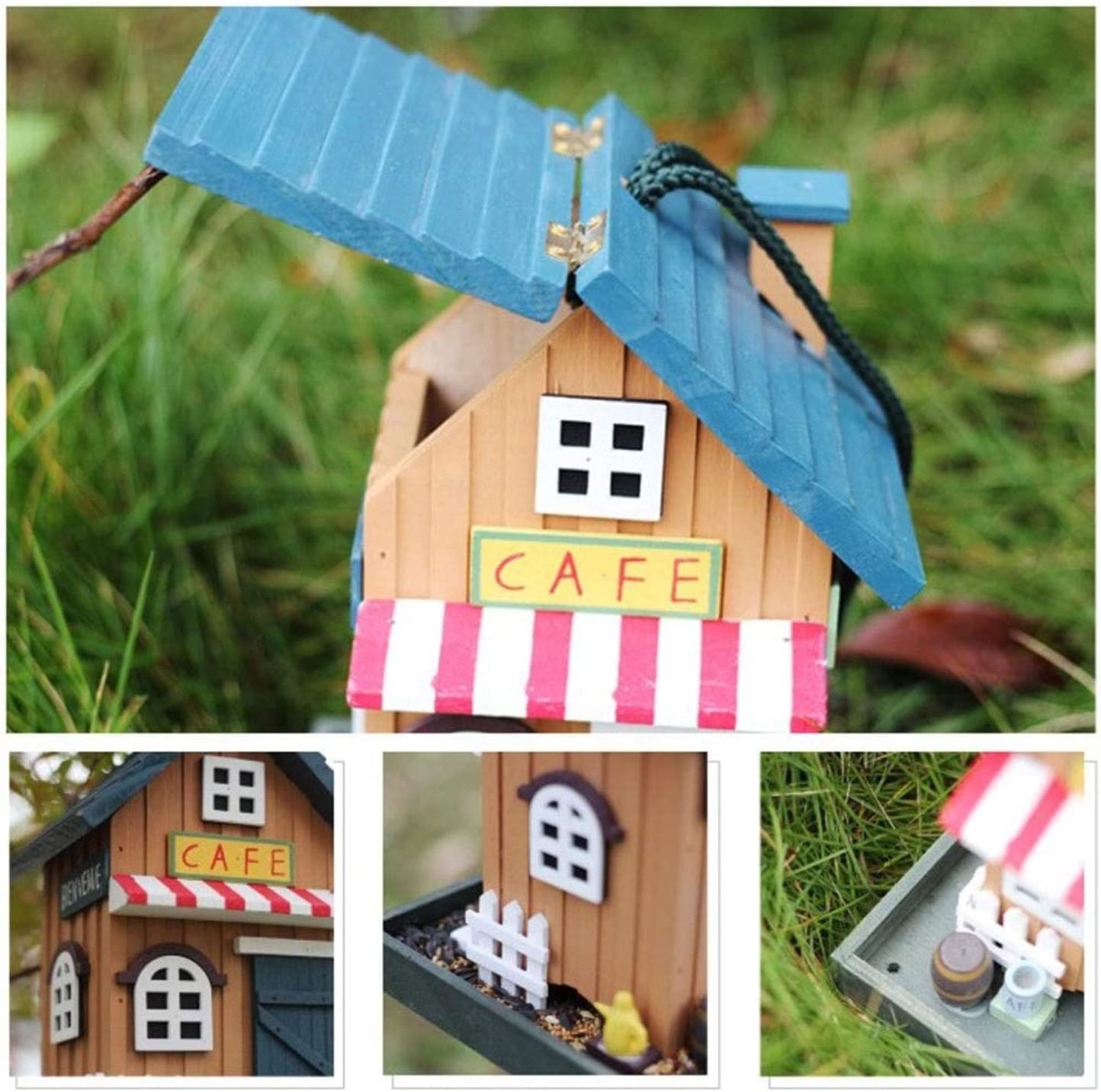 Vogelfutterhaus Garten Holz-Vogelhäuschen, Langlebig, Für Aufhängen, Villa-Typ, Wildvogelhäuschen, Outdoor-Gartengeschenke Futterhaus Für Vögel Balkon