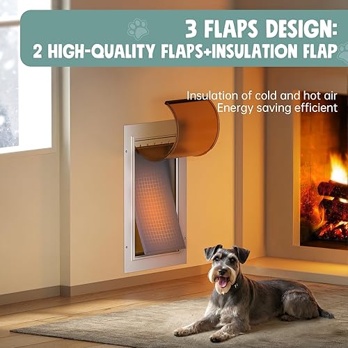 Miniatura 4 de Soporte de pared para puerta de perro de 3 solapas, puerta mediana de aleación de aluminio, puerta para perros con 2 cerraduras, capa de