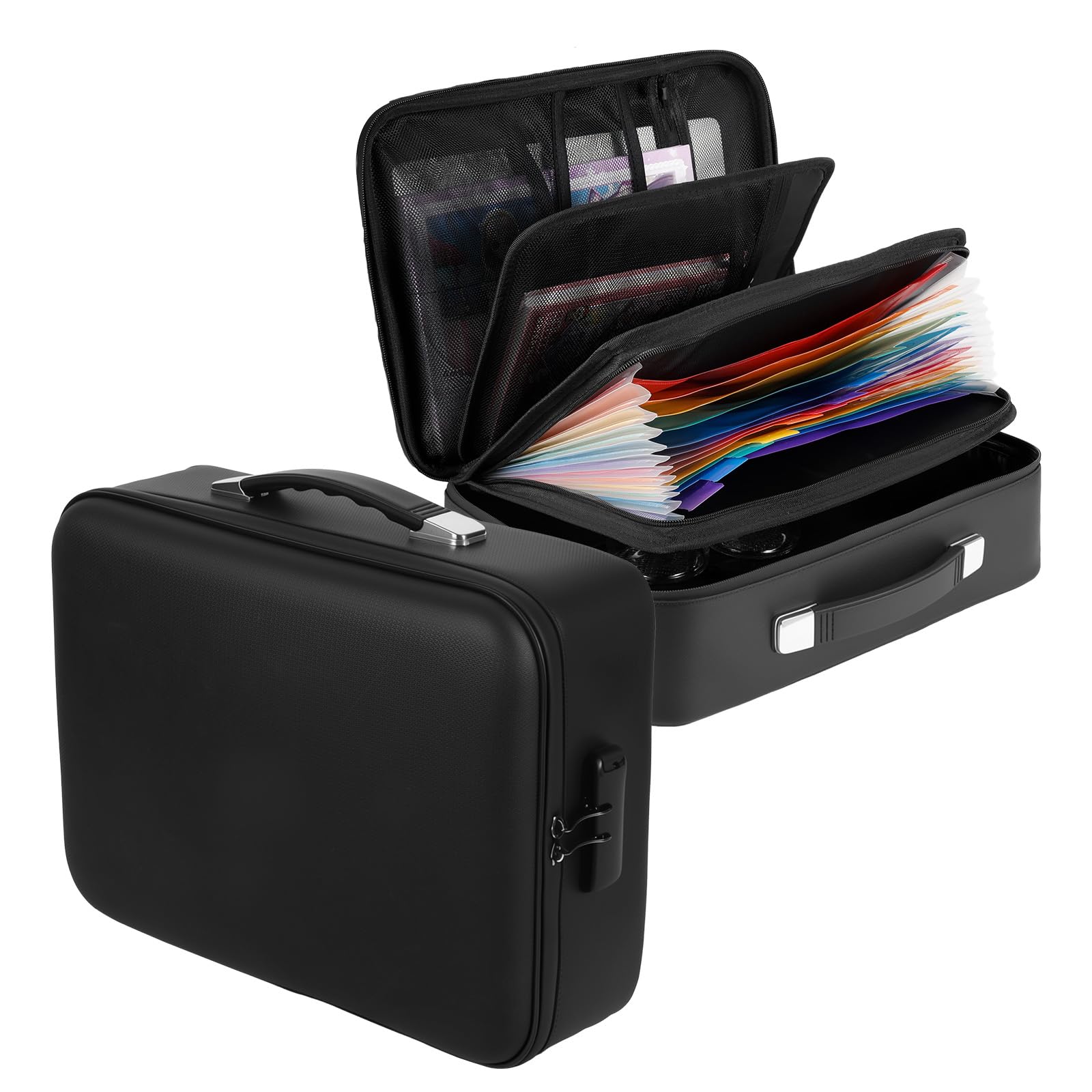 Kuanght Fireproof Document Box 39x29x12cm, 5200°F Fireproof File Organizer with Password Combination Lock, 12 Layers Hard Case File Storage Box for Passports, Certificates, Legal Files and Valuables