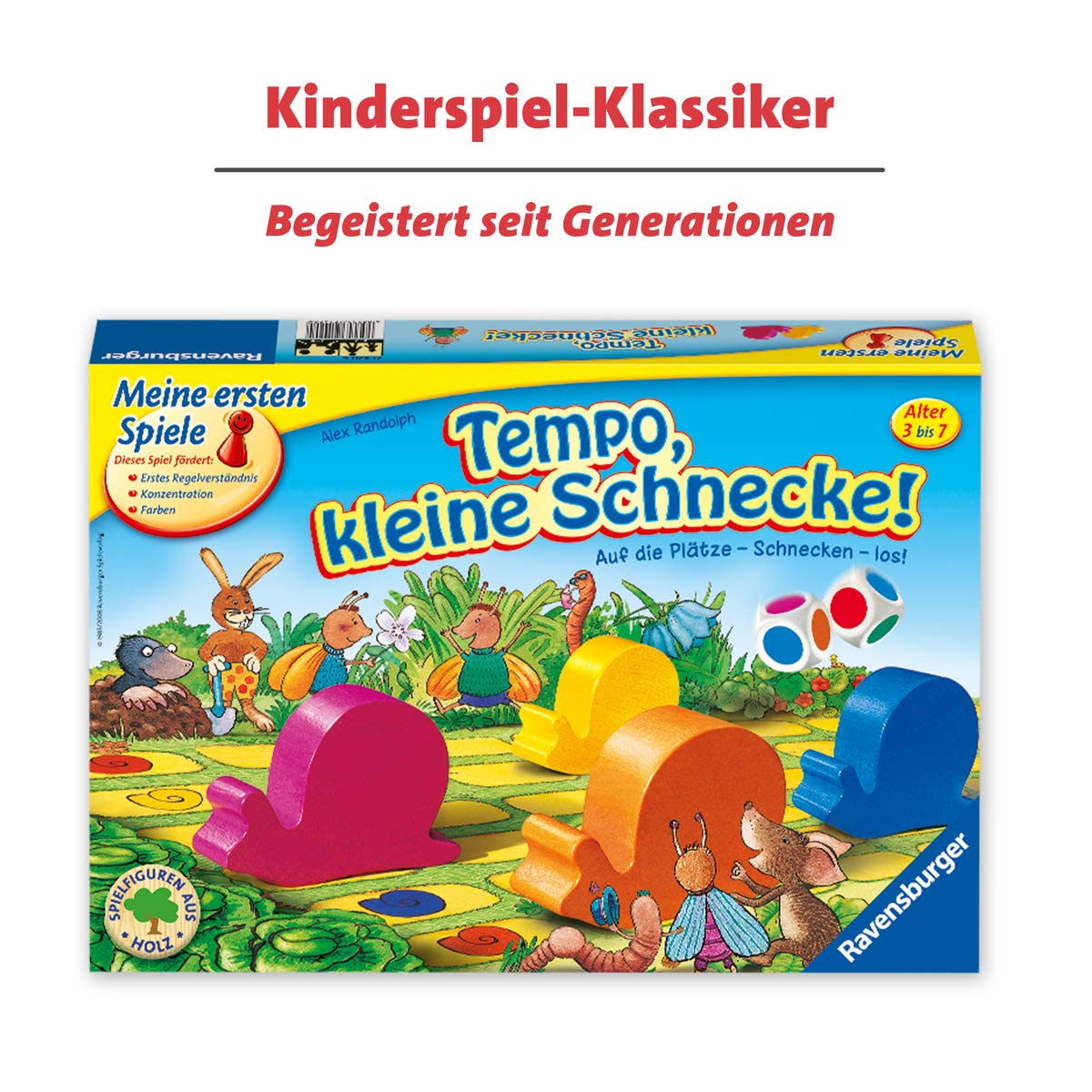 Ravensburger 24920 – Quips - Spielen und Lernen für Kinder, Lernspiel für Kinder von 3-6 Jahren & Kinderspiel Tempo kleine Schnecke, Das spannende Schneckenrennen, Brettspiel und Gesellschaftsspiel