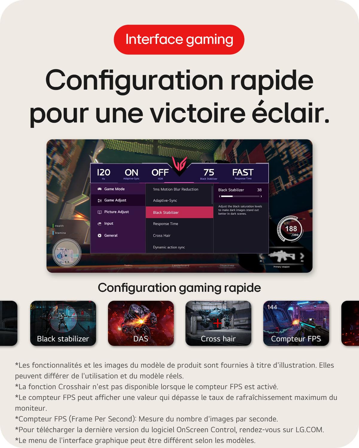 LG Ultragear™ 24GQ50F-B Ecran PC Gaming 24" - Dalle VA résolution FHD (1920x1080), 1ms MBR 165Hz, NTSC 72%, AMD FreeSync Premium, inclinable