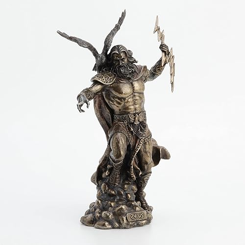Miniatura 8 de Veronese Design 11 3/4 "Zeus Dios griego sosteniendo Thunderbolt con águila estatua de resina fundida en frío escultura de bronce antiguo