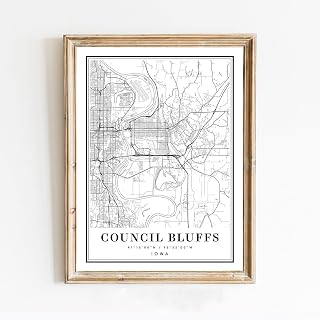 White Poster of Council Bluffs Iowa Ia | 11x17 12x18 16x24 24x36 Unframed Modern Print Wall Art | Minimalism Hometown City Traveler Gift | Minimalist Home Office Decor 3