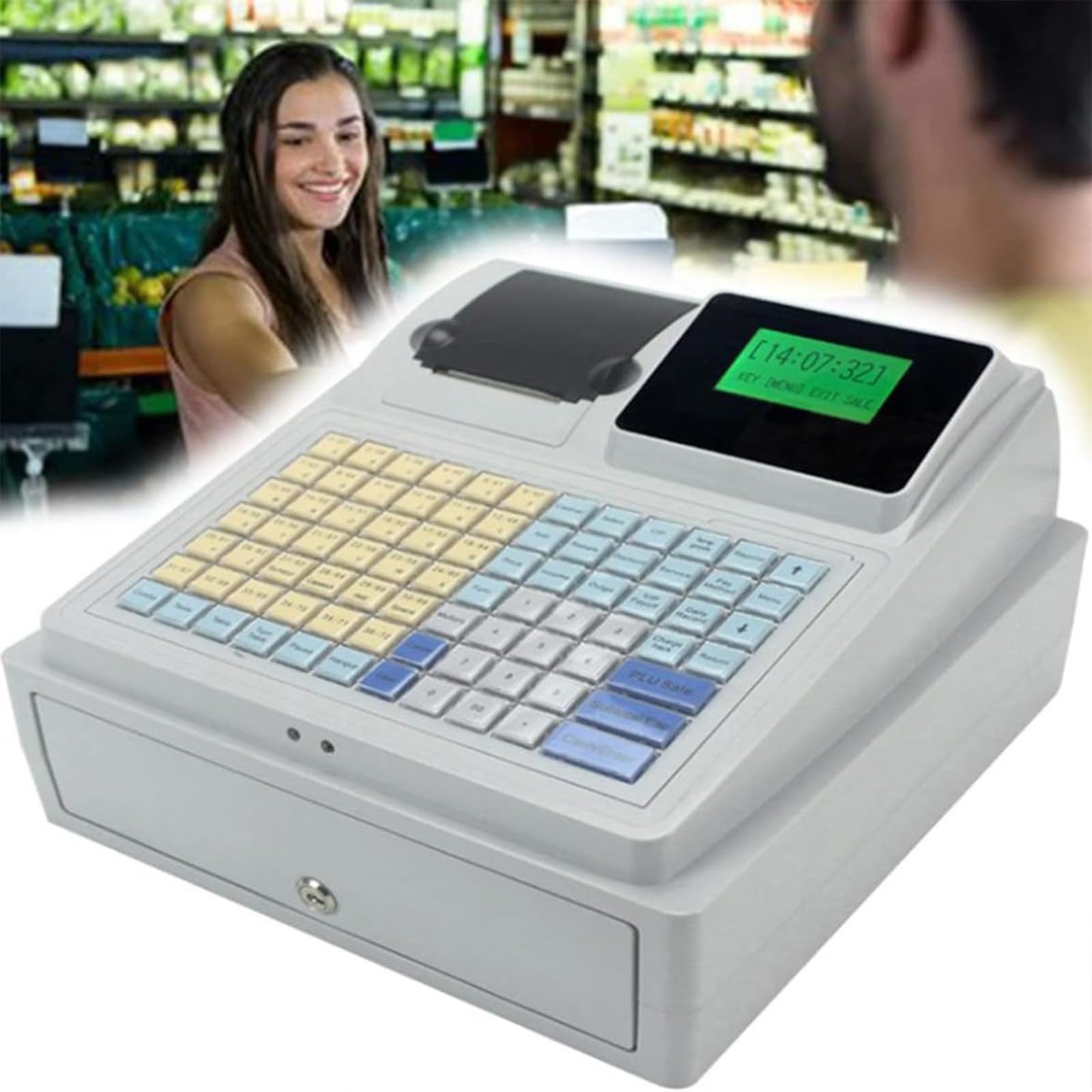 Wielofunkcyjna kasa fiskalna, elektroniczna kasa fiskalna, kasa POS, 48 przycisków, 8 cyfrowych wyświetlaczy LED, elektroniczna kasa fiskalna, kasa sklepowa do supermarketów, domów towarowych