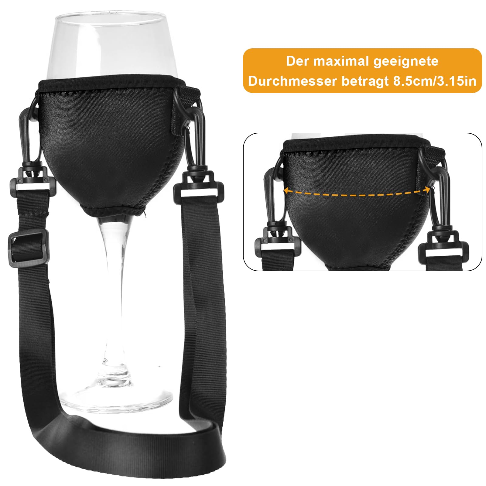 Soporte Portacopas De Vino Para El Cuello - Ajustable, 2 Piezas - Ideal Para Fiestas, Catas Y Piscina