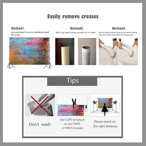 Miniatura 5 de LTLYH Telón de fondo de fotos de ladrillo colorido de 7 x 5 pies, para cumpleaños, boda, fiesta, fotografía, decoración de fondo, estudio de