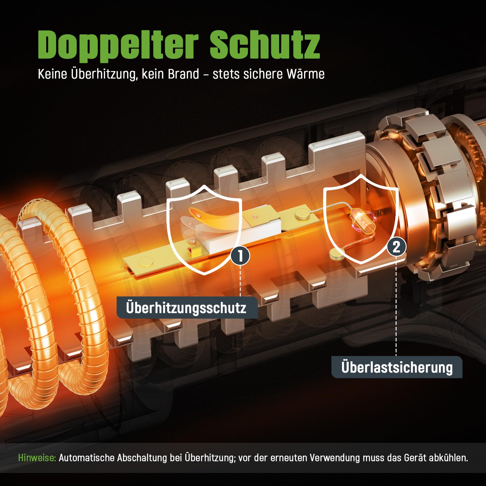 Heißluftpistole, 1800W heißluftfön mit 4 Düsen, 2 einstellbare Temperaturstufen 400℃- 600℃ Heissluftgebläse mit Überlastschutz für Handwerk, Schrumpfen, Folieren