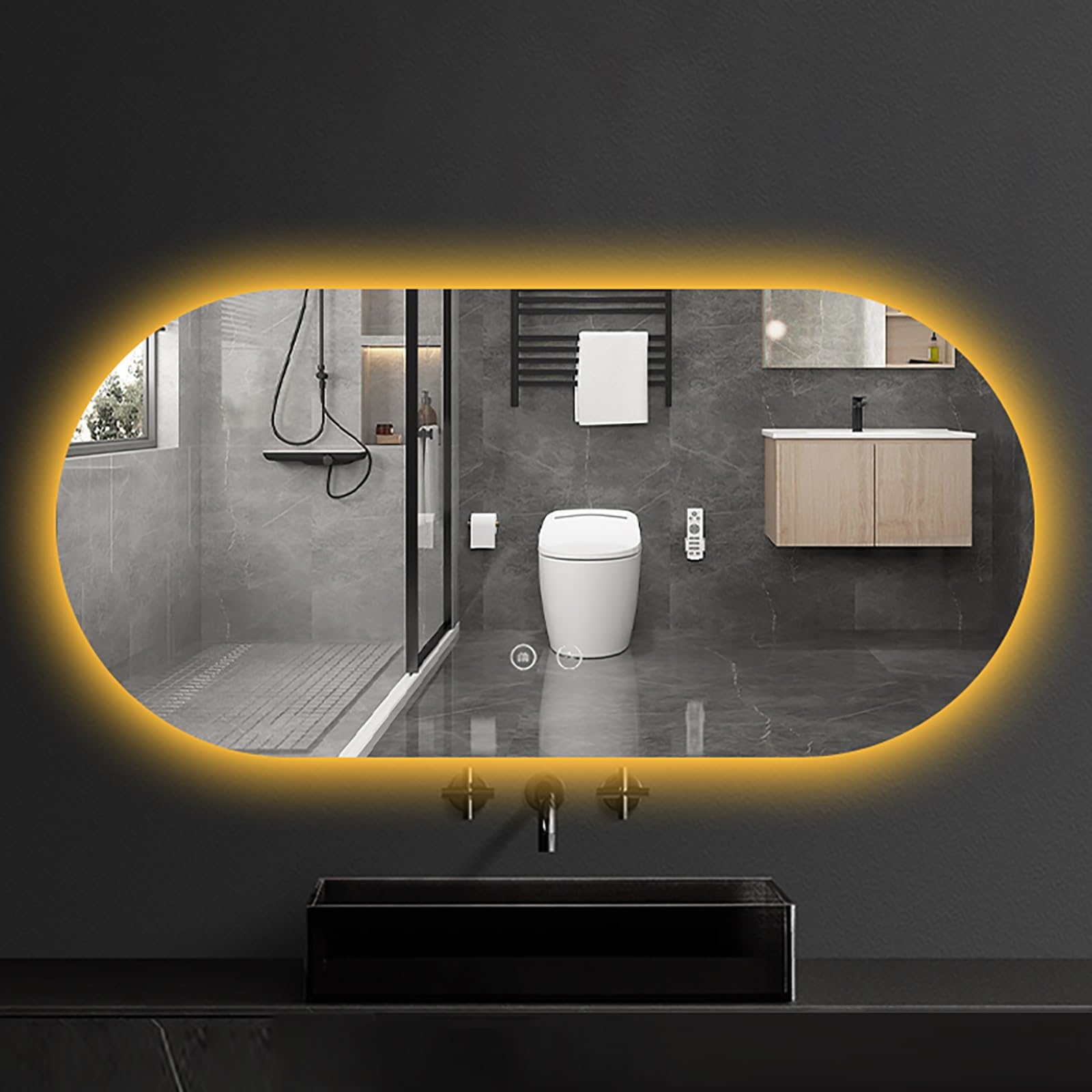 SXFSDOU LED Bathroom Mirror - Dimmable, Anti-Fog, Explosion-Proof, Waterproof Ideal for Vanity and Makeup Wall Mounted