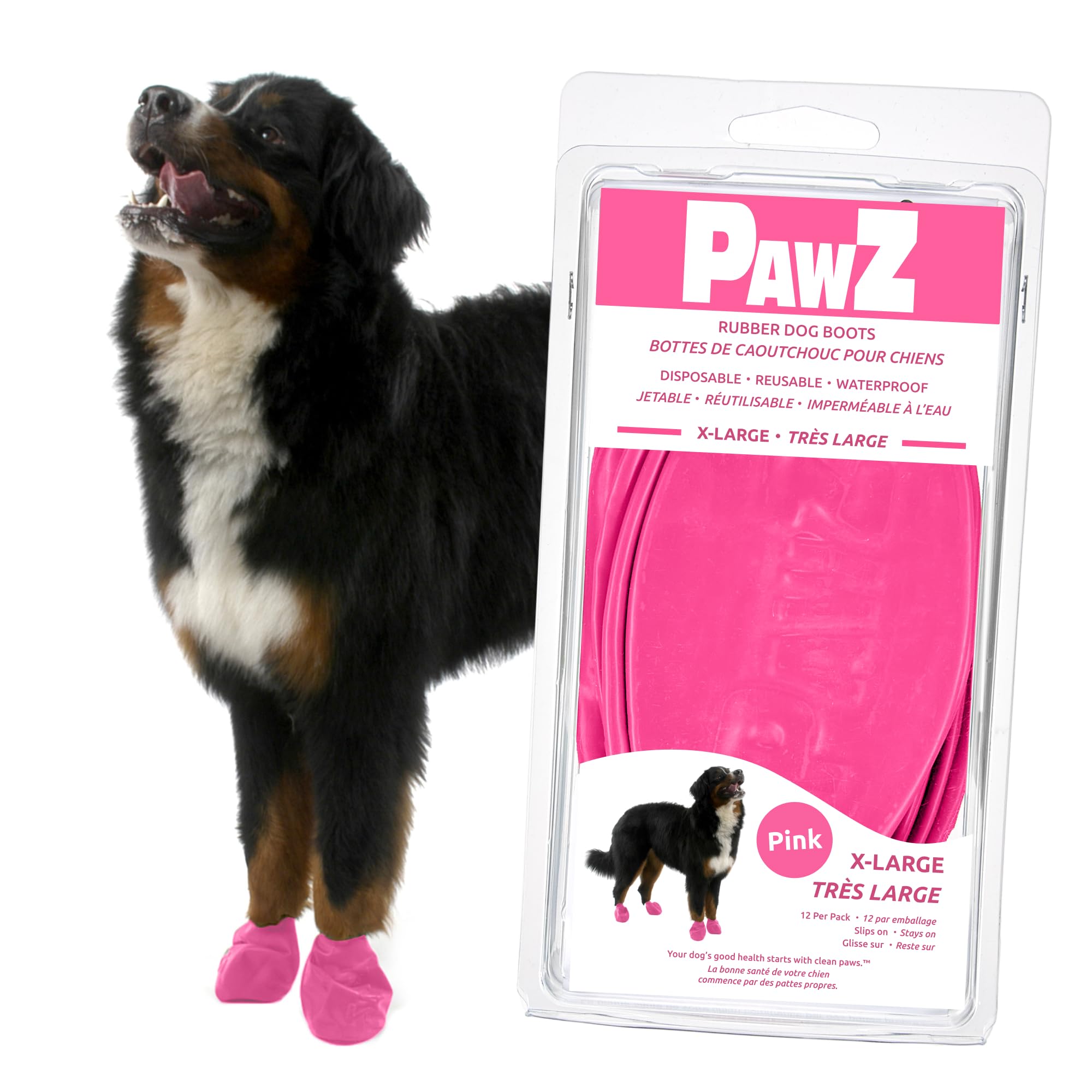 PawZ Rubber Dog Boots - Waterproof Non-Slip Dog Shoes for Hot Pavement, 12 Pack