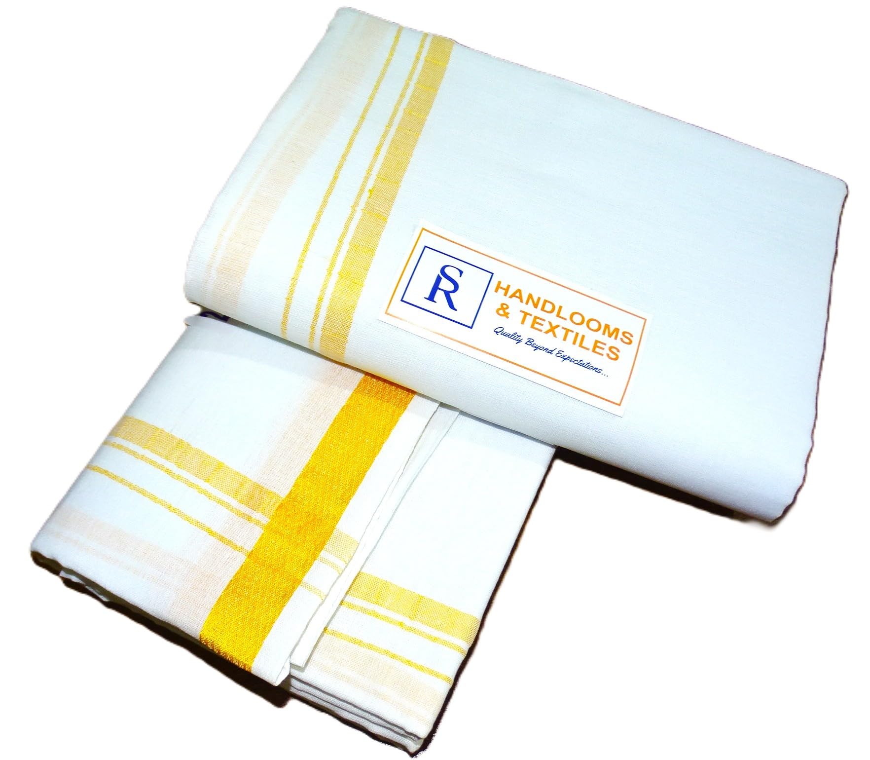 sr handlooms and textiles Men's 100% Pure Cotton Zari Lungi in Size 2 Mtrs Single Lungi (2, White)-picture-21