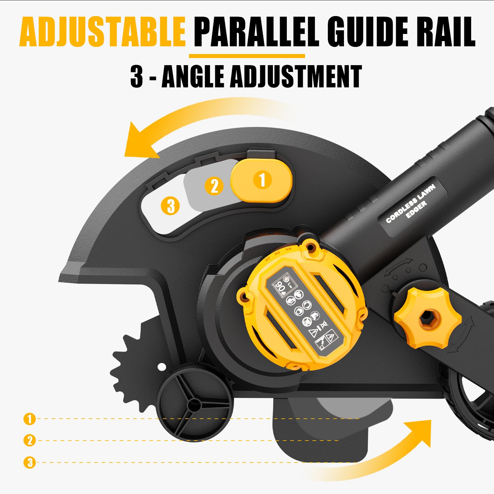 Houselife Bordeadora de césped inalámbrica compatible con batería DeWalt de 20 V máx. (solo herramienta), herramienta de zanjadora eléctrica de 9 pulgadas con ruedas dobles, 4 profundidades ajustables