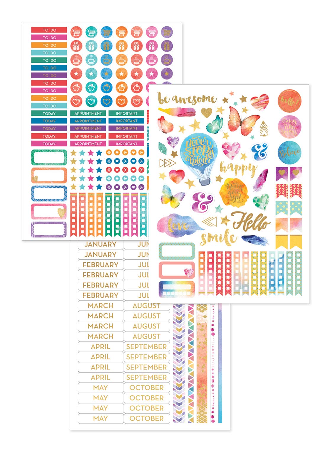 Paper House Productions 12 Monate undatierter 24,1 cm Planer mit Monats- und Ereignisflaggenaufklebern – This Moment
