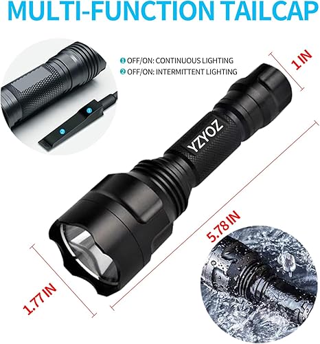 Miniatura 3 de Linterna táctica de luz azul recargable, kit de luz LED de caza de visión nocturna azul de 500 yardas, montaje en riel Picatinny universal con
