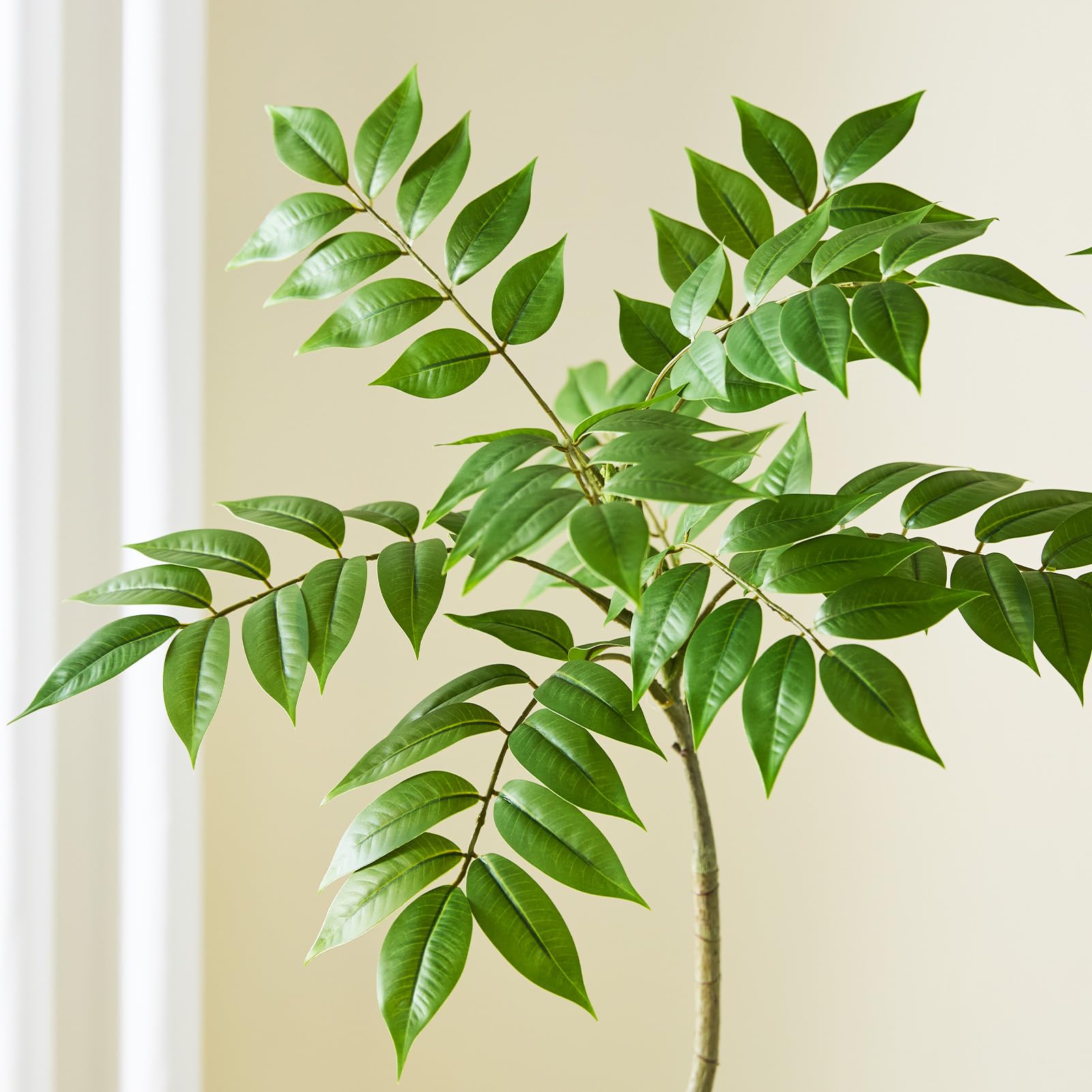 Künstlicher Mahonia Fortunei Baum 180 cm, Kunstpflanzen Groß mit Weiß Topf | Kunstpflanze Sumachbaum Plastik Pflanze Kunstbaum für Zimmer Wohnzimmer Schlafzimmer Büro Terrasse Balkon Garten Deko