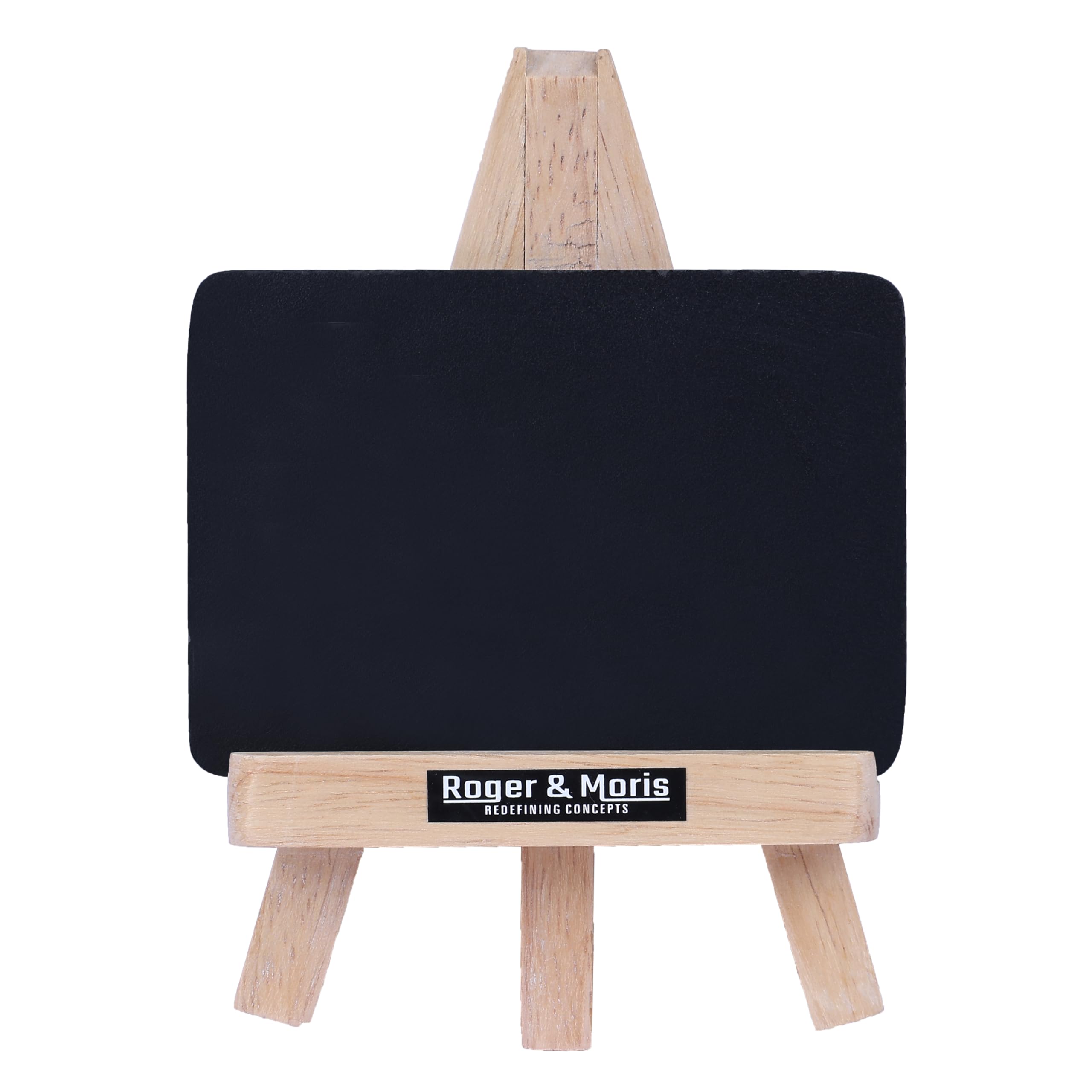 Roger & Moris Rubber Wood Mini A-Frame Easel 6" with Black Chalk Board (Size 4.25 inch X 2.75 inch) - Caterer Easel, Displaying Pictures, Wedding Display (Set of 8)