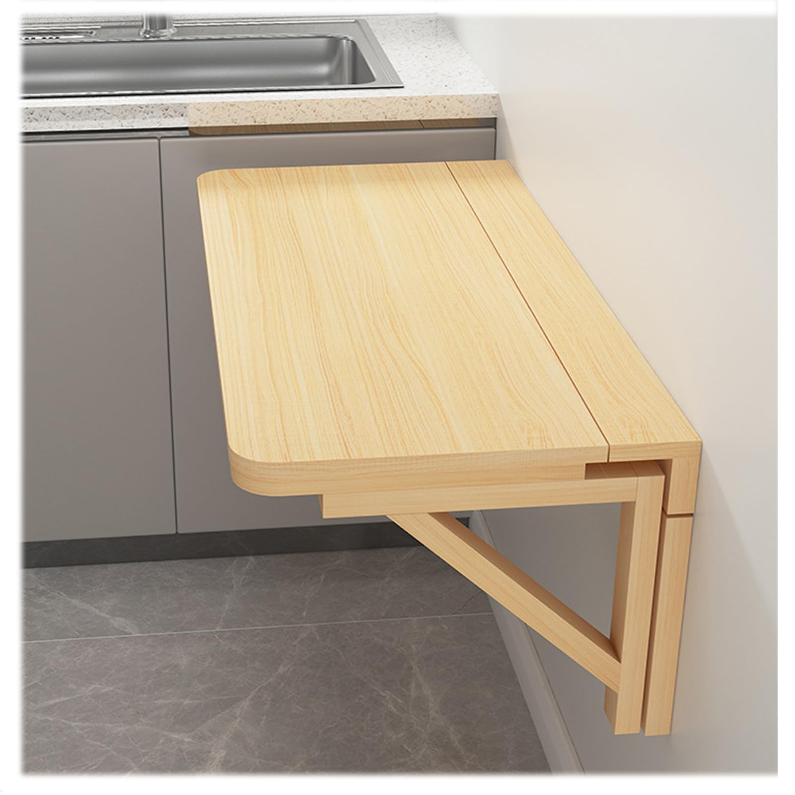 Wandklapptisch Wandmontierter Klapptisch Wandtisch Klappschreibtisch Computertisch,Beige,100X60cm