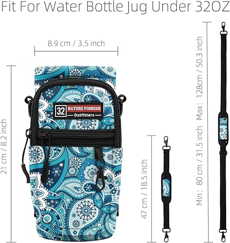 Miniatura 150 de NATURE PIONEOR Water Bottle Holder with Strap,Water Bottle Carrier Bag Sling Sleeve with Adjustable Shoulder Strap & Handle and Large Phone Pocket