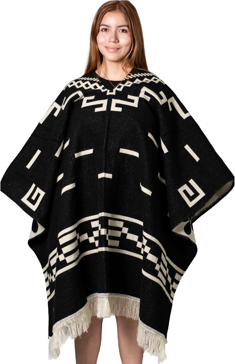 Alpaca Poncho Western Serape Clint Eastwood Style Handmade in Ecuador Unisex Thick Warm Wool