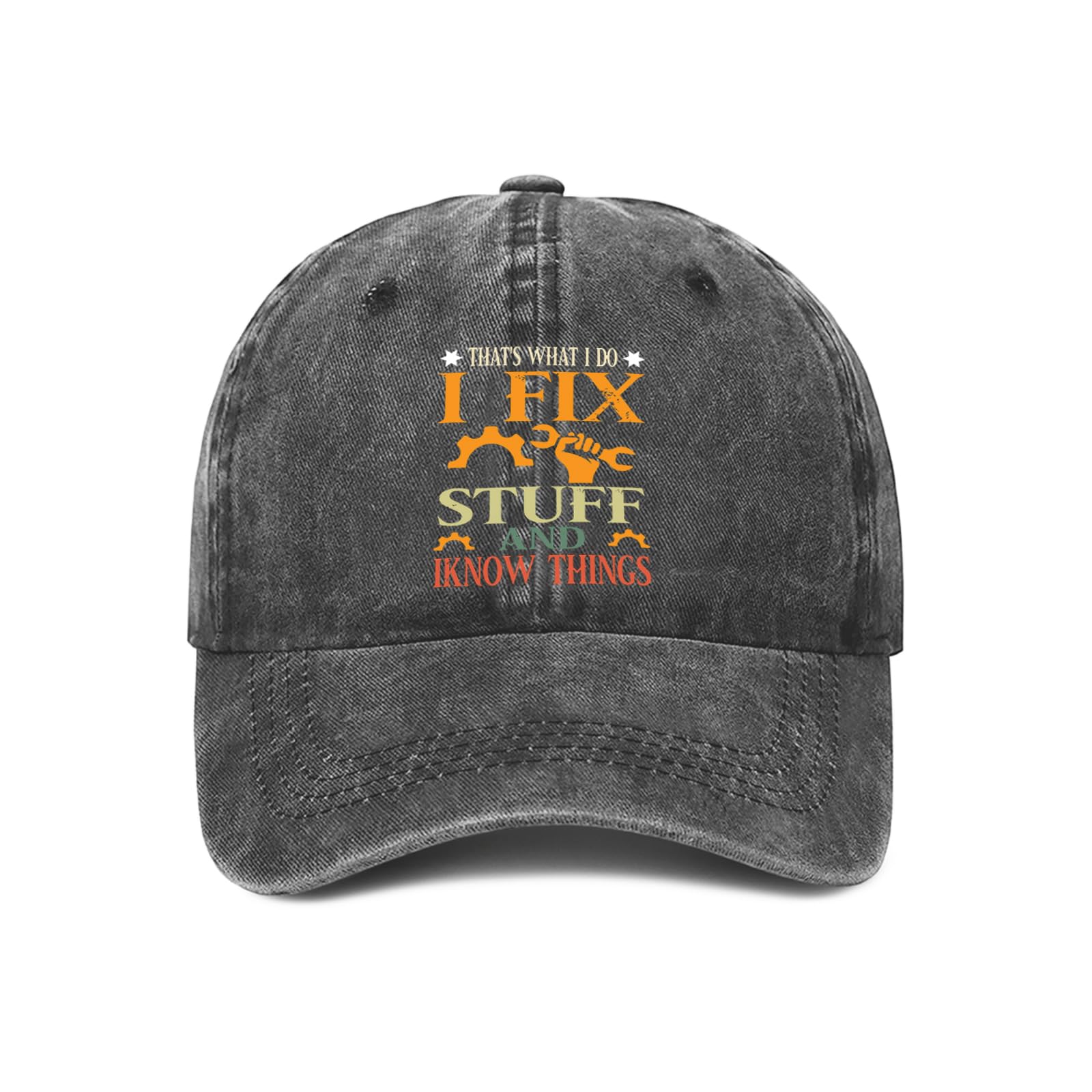 YUAOEUR I Fix Stuff and I Know Things Dad Hat - Adjustable Cotton Baseball Cap for Men (Carbon)