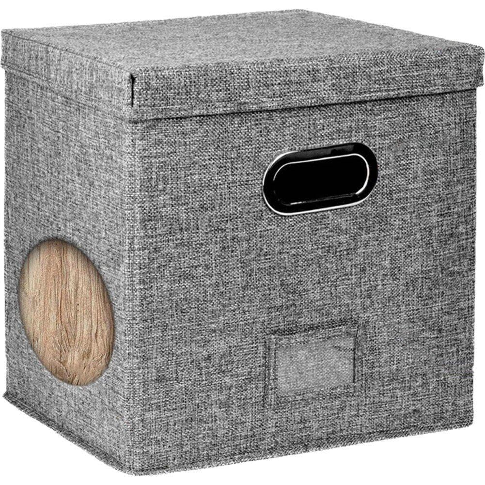 Boîte de rangement pour disques vinyles en coton avec couvercle pour salon